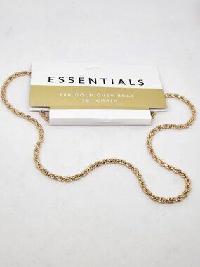 NWT Essentials 18k gold over brass 18" chain